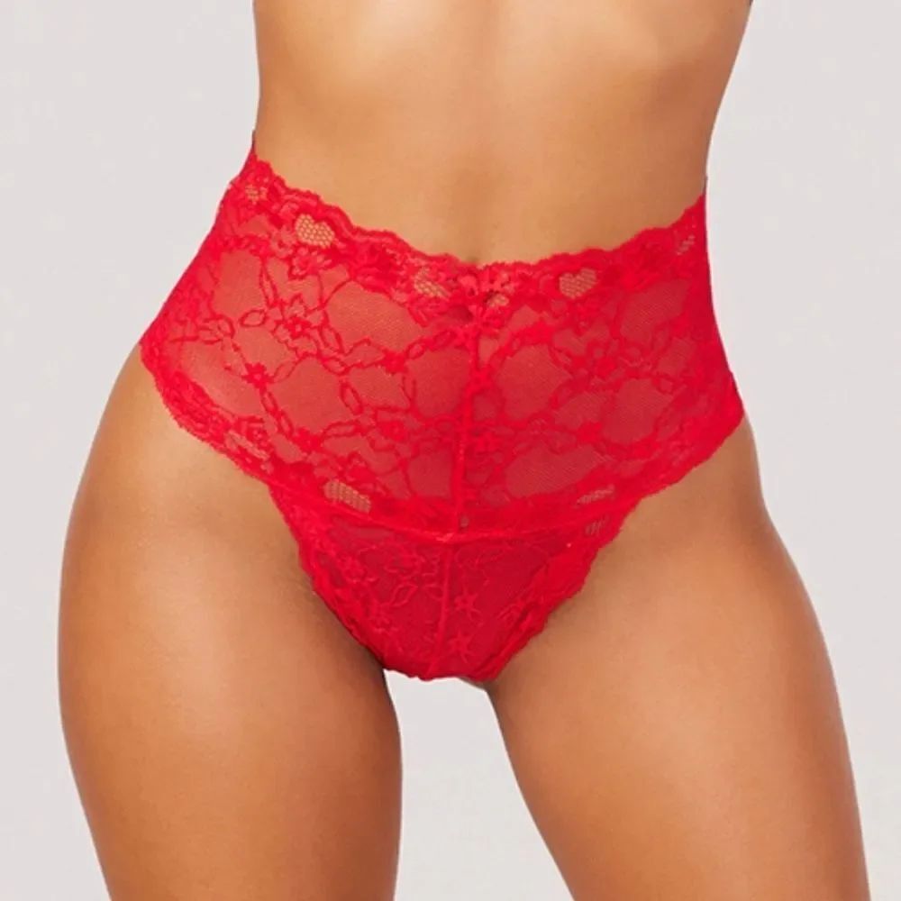 Elegant Red Lace High-Waisted Panty #9